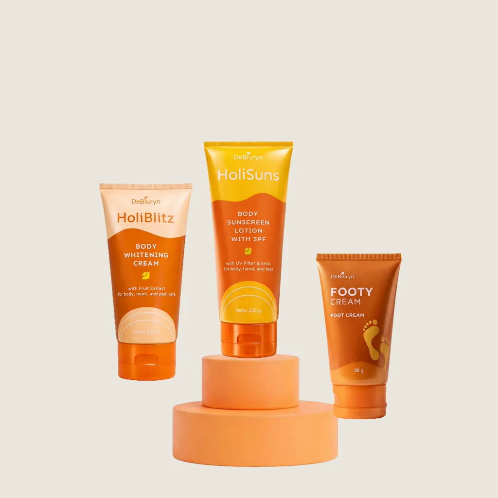 Before: raw photo of DeBiuryn body care products